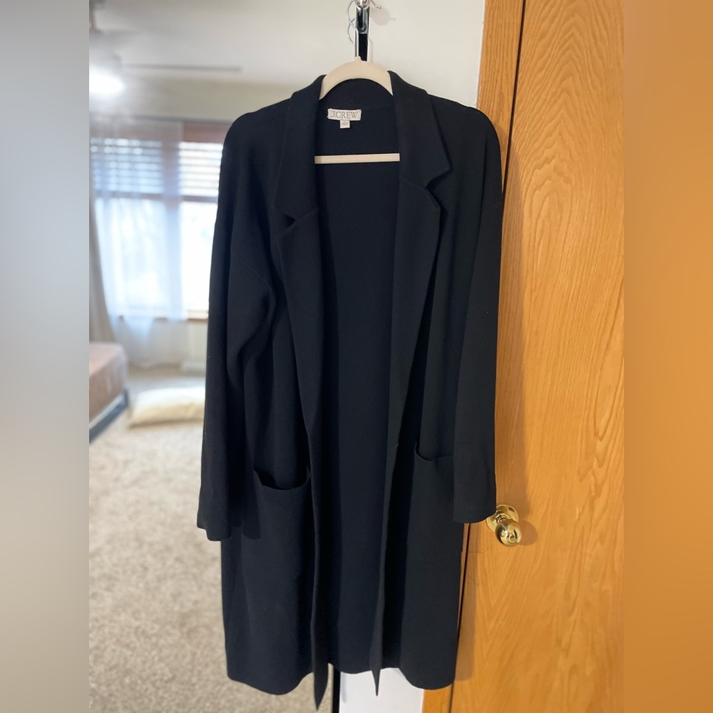 J Crew black coatigan/cardigan size L - NWOT